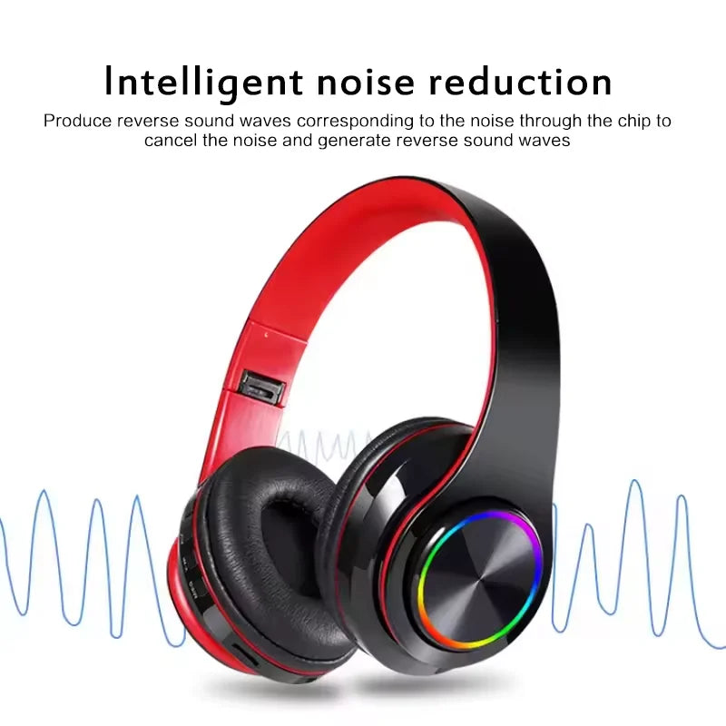 P9 Pro Max Wireless Bt Headphones With Mic Noise Cancelling Headset B39 Led Earphones Sports Gaming Headphones Supports TF