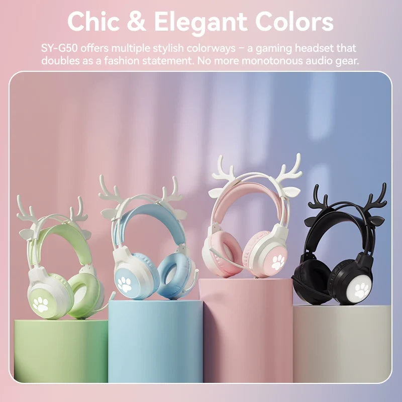 Soyto G50 ODM Gaming Headset for Gamers Cute Cat Ear RGB Wired Headphones for Girls Boys Auriculares AudIfonos Factory Wholesale