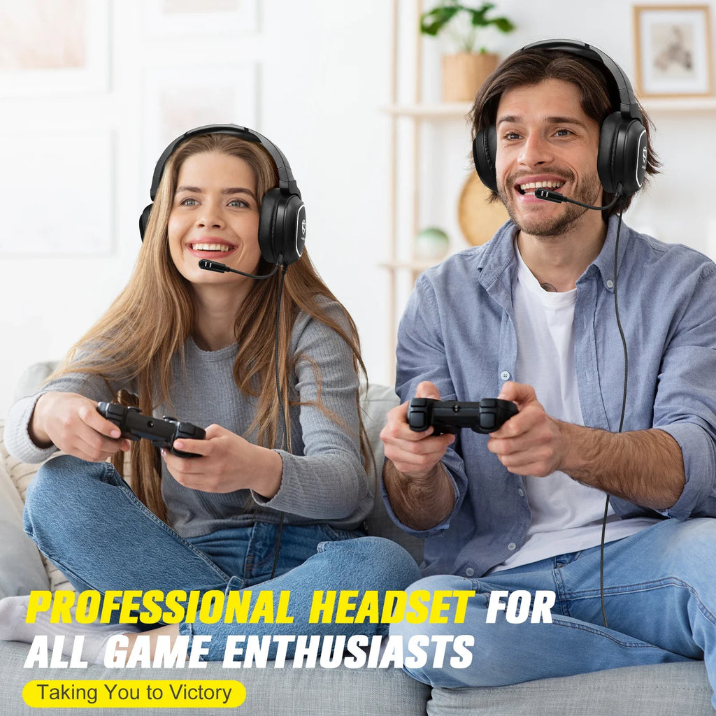 S22 USB On-Ear Gaming Headphones with Noise Canceling RGB Lighting 170cm Cord for PS4/PS5 Phones Laptops with Mic