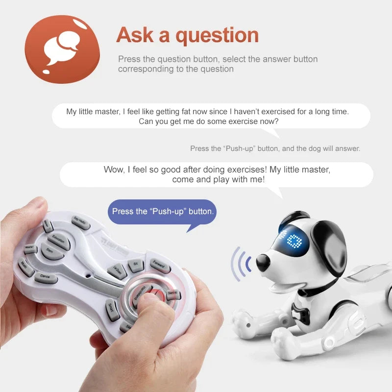 New Design Remote Control Electronic RC Smart Intelligent Programming Dancing Stunt Dog Robot Cartoon Educational Toy Plastic