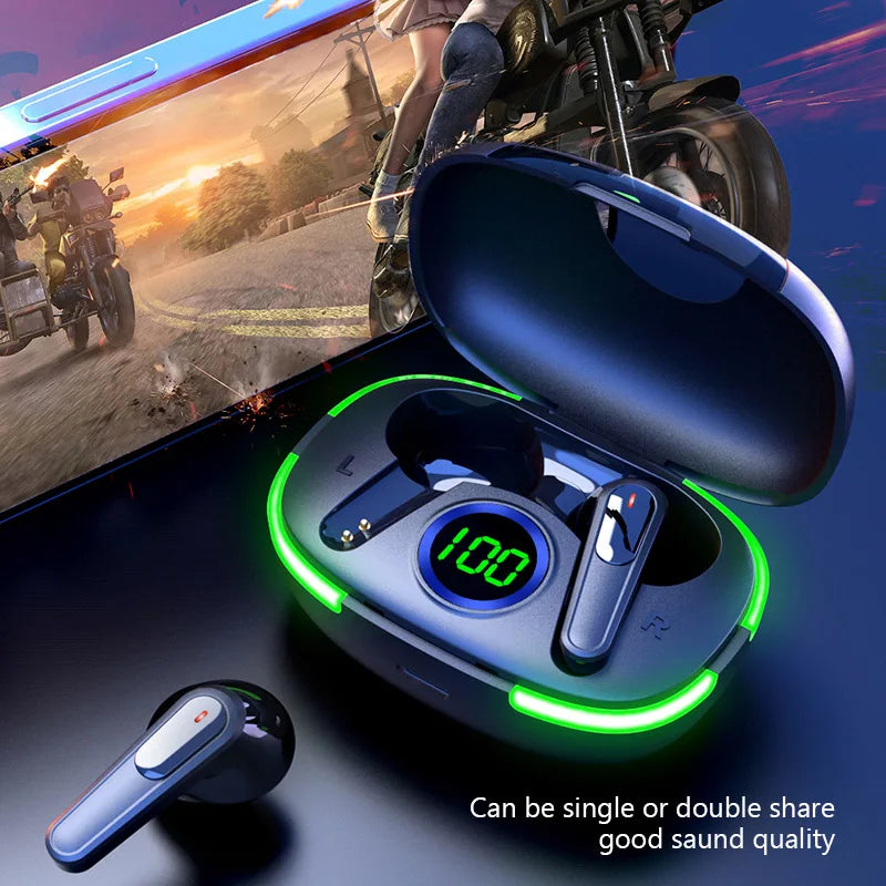 Pro80 TWS Earbuds 9D HIFI Stereo Waterproof In-Ear Headphone Blue-tooth Low Latency Digital Display Battery Indicator for Gaming