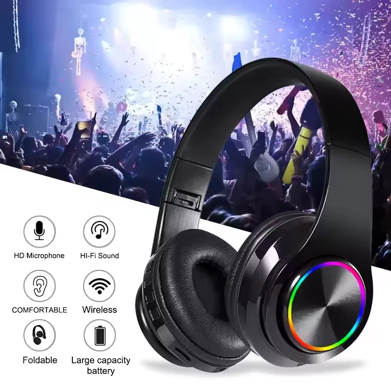 P9 Pro Max Wireless Bt Headphones With Mic Noise Cancelling Headset B39 Led Earphones Sports Gaming Headphones Supports TF