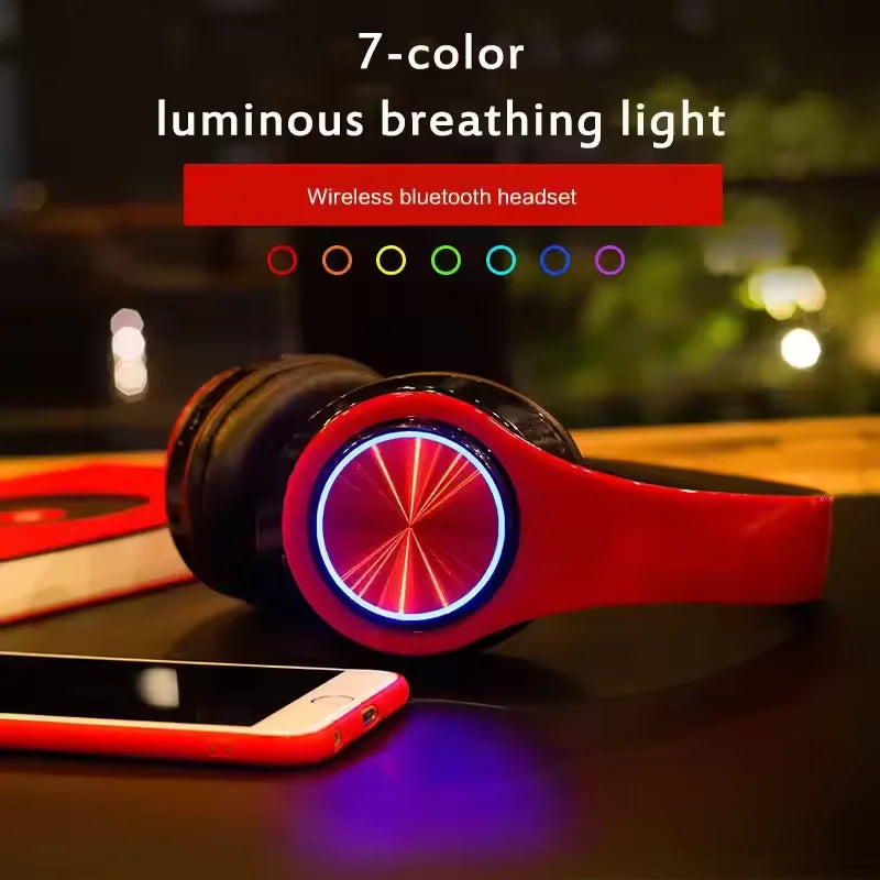P9 Pro Max Wireless Bt Headphones With Mic Noise Cancelling Headset B39 Led Earphones Sports Gaming Headphones Supports TF