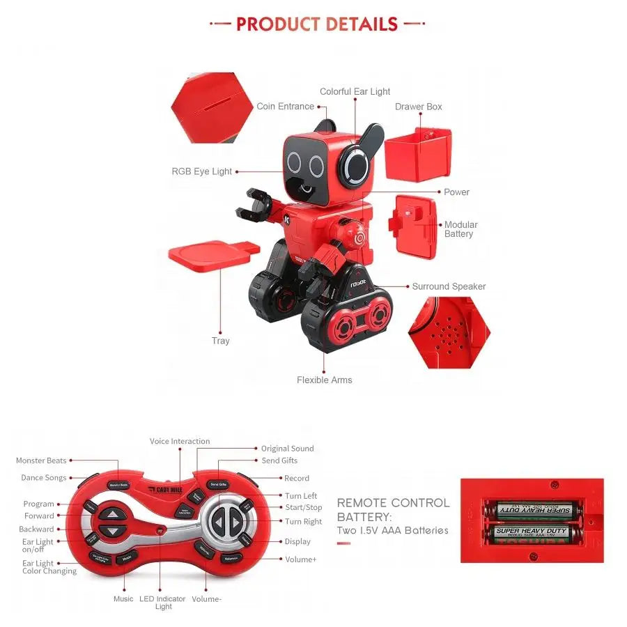 JJRC R4 Children's Smart RC Robot Toy 2.4G Remote Control ABS Plastic Light Sound Educational Toy for Ages 2-14 Years-Chassis
