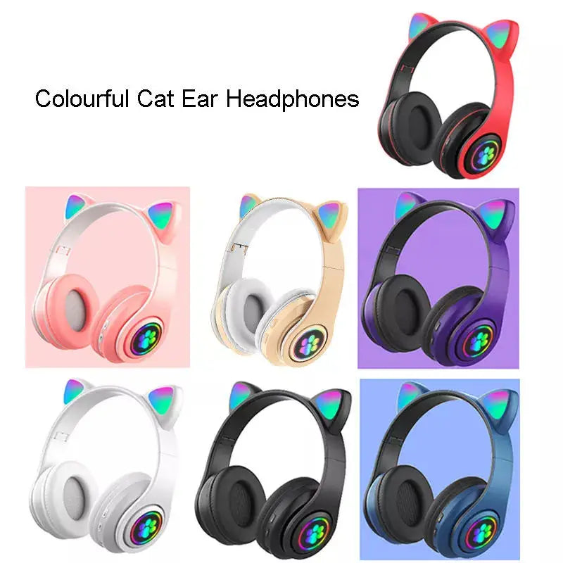 Portable Wireless Headphones, Stereo Music, LED Gaming  Headphones with Microphone