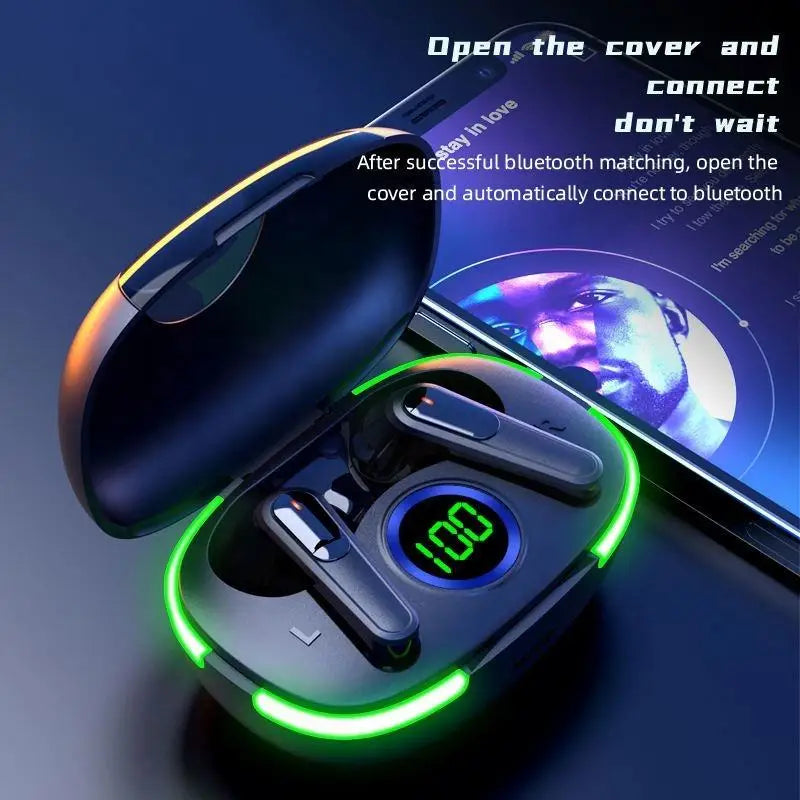 Pro80 TWS Earbuds 9D HIFI Stereo Waterproof In-Ear Headphone Blue-tooth Low Latency Digital Display Battery Indicator for Gaming