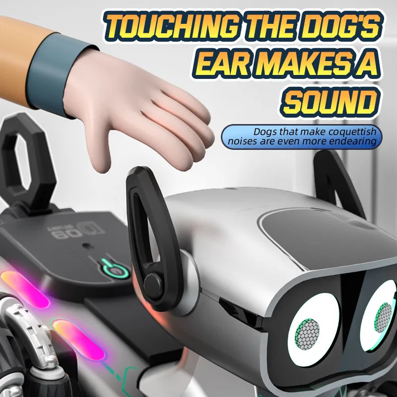 KOUYIKOU RC TOY Eight-Wheel Stunt Robot Dog Remote Control and Remote Control Watch Intelligent Educational Robot Dog for Kids
