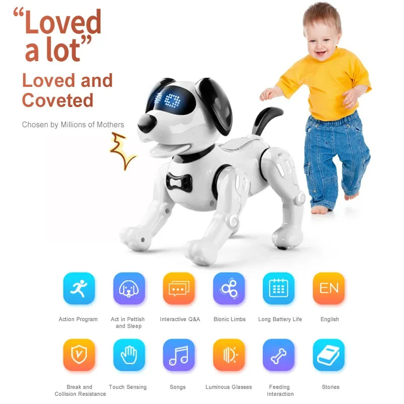 New Design Remote Control Electronic RC Smart Intelligent Programming Dancing Stunt Dog Robot Cartoon Educational Toy Plastic