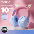 RGB Cat Ear Headphones  5.4 Wireless Gradient Color Gaming Headset with Mic for PC PS5 Switch