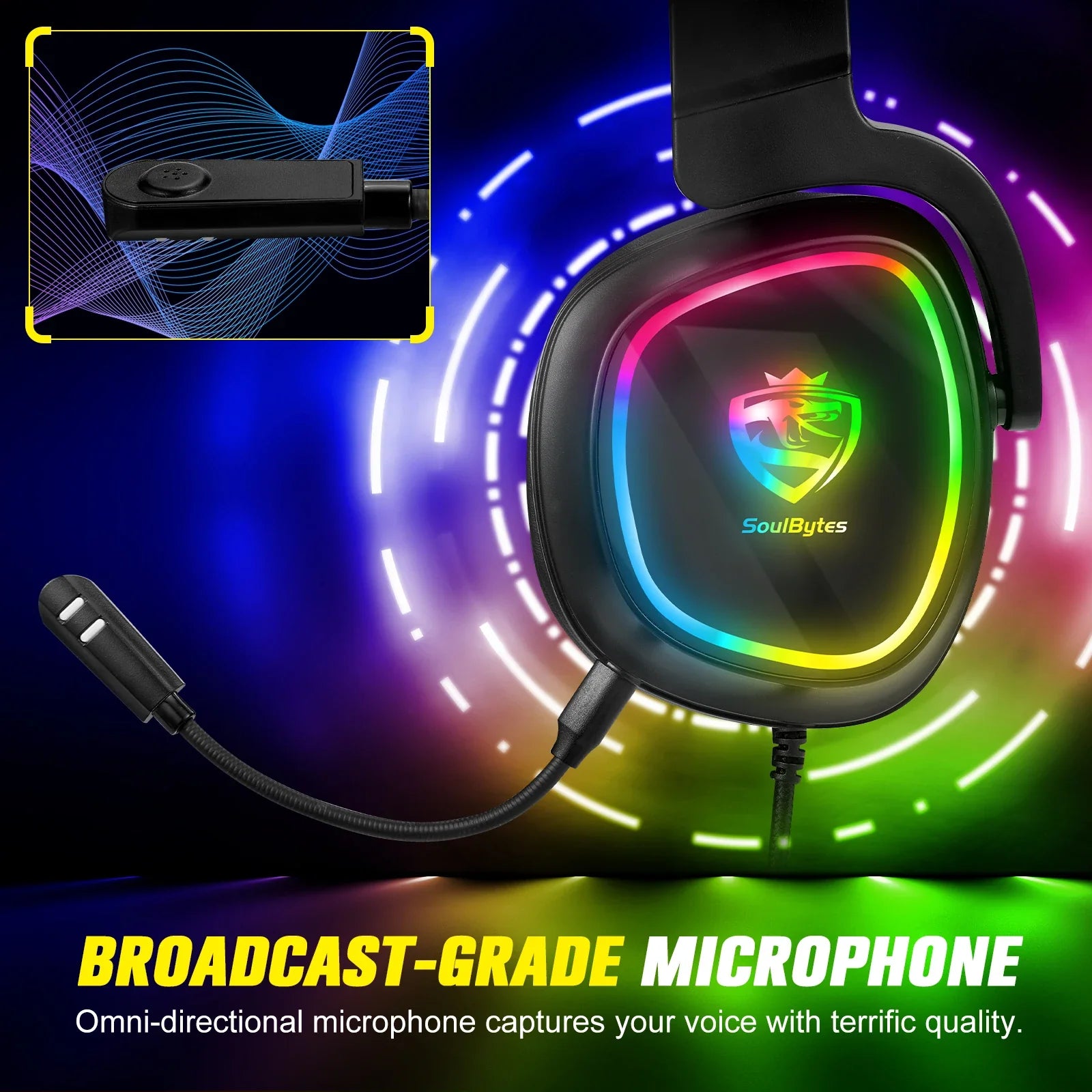 S22 USB On-Ear Gaming Headphones with Noise Canceling RGB Lighting 170cm Cord for PS4/PS5 Phones Laptops with Mic